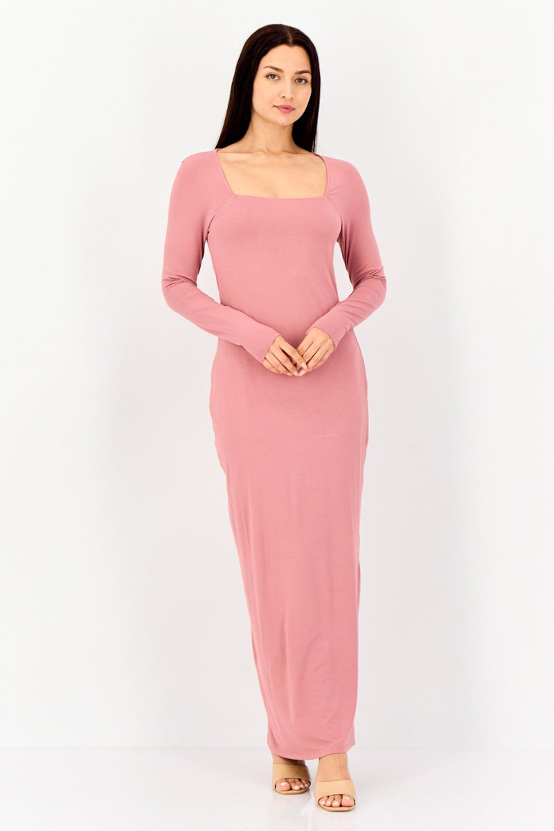 Kathy Ireland Women Solid Maxi Dress, Old Rose  - Image 1