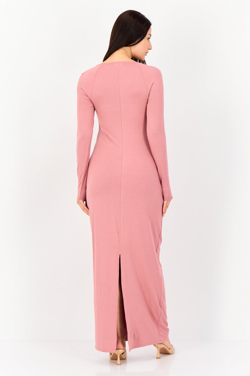 Kathy Ireland Women Solid Maxi Dress, Old Rose  - Image 4
