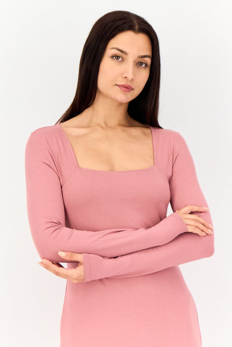 Kathy Ireland Women Solid Maxi Dress, Old Rose  - Image 2