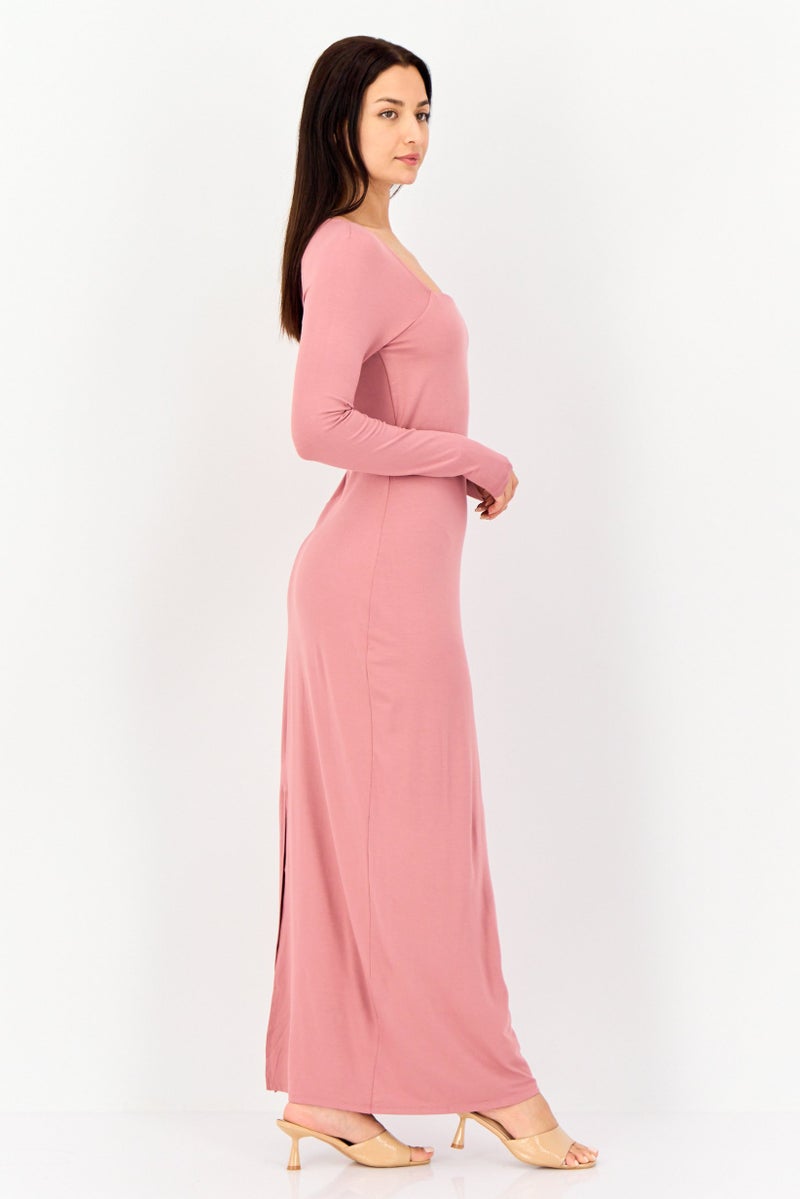 Kathy Ireland Women Solid Maxi Dress, Old Rose  - Image 3