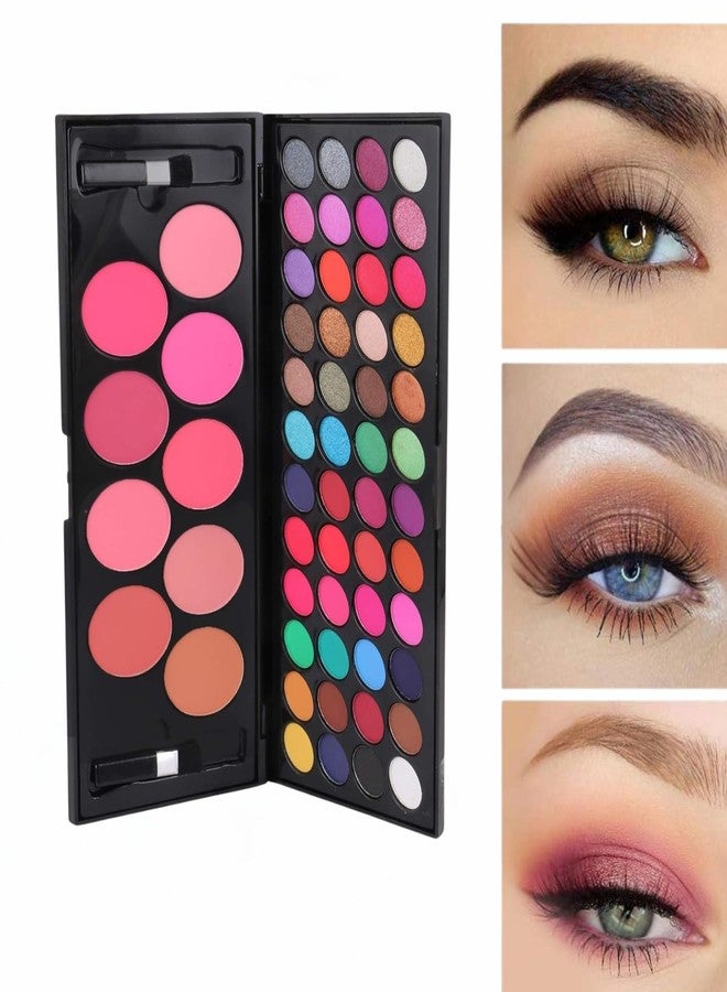 HUDA GIRL Eyeshadow Palette With Brush - 57 Color All In One Makeup Kit Book For Women And Girl Natural Ultra Shimmer Eyeshadow Palette Smoky & Metallic - Image 3