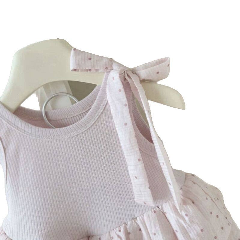 Girls Bow Polka Dot Cake Dress Puffy Princess Dress - Image 5