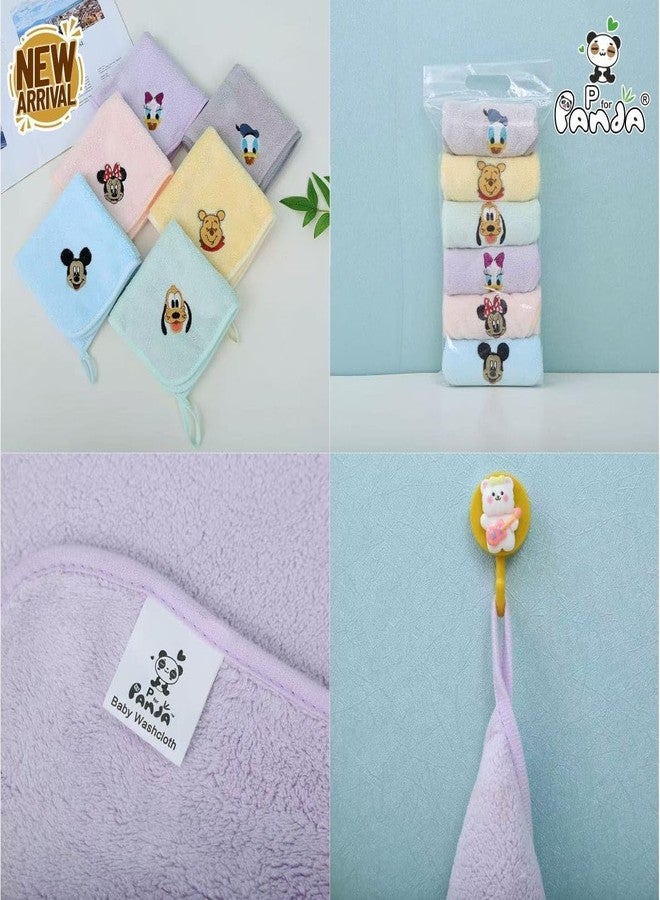 TENIYU Baby Washcloths Ultra Soft Cotton Face Hanky & Towels with Cute Animal Embroidery, Gentle for Newborns & Toddlers,30x30 cm (Multicolor)(Pack of 6) (Baby Napkin 7732) - Image 2