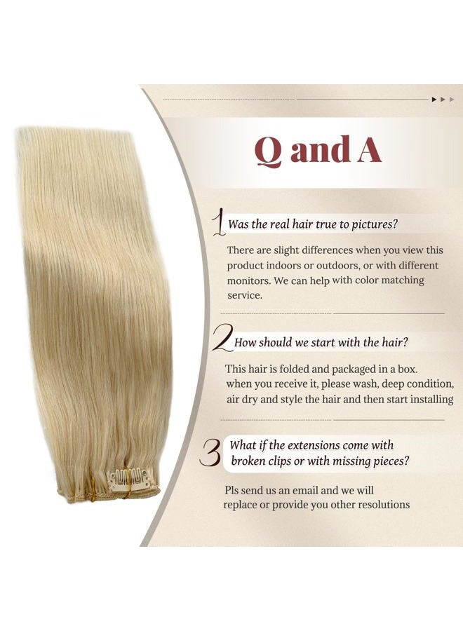 Licoville Blonde Clip in Hair Extensions Human Hair, 15 Inch #60 Platinum Blonde Hair Extensions Thick Ends Double Weft Silky Soft Clip in Extensions Real Human Hair for Women 70G 7PCS - Image 5