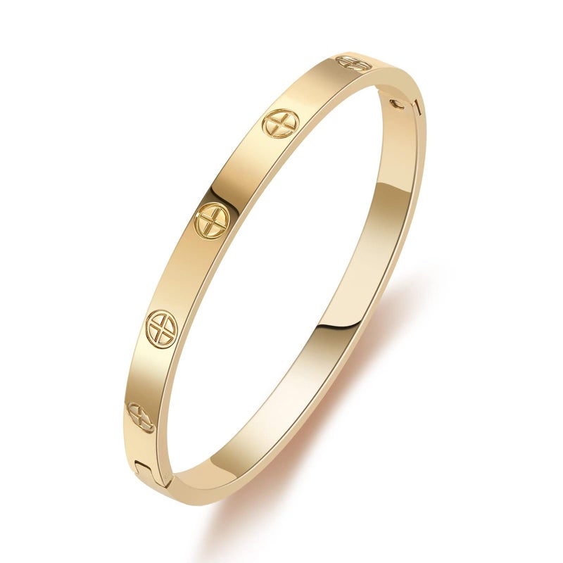 PDWZNBA 18K Gold-Plated Love Friendship Bracelets Trendy Stainless Steel Bangle Jewelry Gifts for Women - Image 1
