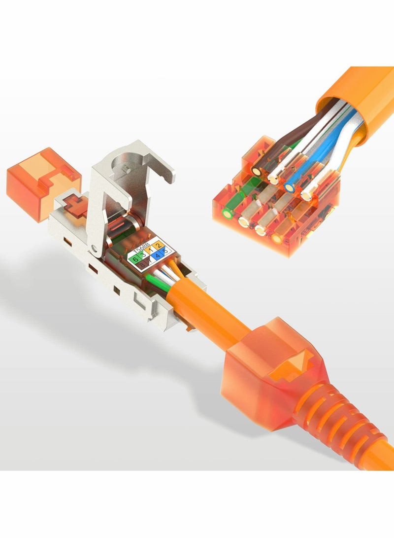 KASTWAVE RJ45 Cat7 Connector, Tool-Free Toolless RJ45 Termination Plug Reusable Shielded for Ethernet Cables 10Gbps POE (2 Pack) - Image 3