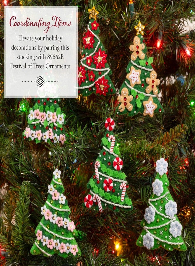 Bucilla, Merry and Bright, Perfect for DIY Arts and Crafts Felt Applique 18" Stocking Making Kit - Image 5