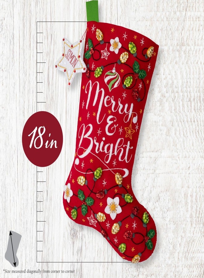 Bucilla, Merry and Bright, Perfect for DIY Arts and Crafts Felt Applique 18" Stocking Making Kit - Image 2