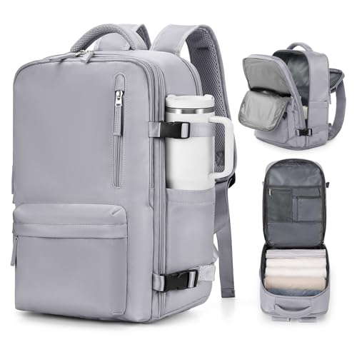 VGCUB Large Travel Backpack Bag for Women MenCarry on Backpack17 Inch Laptop Business Work Waterproof Backpack with Laptop CompartmentPerson Item Flight ApprovedMochila de ViajeGrey Large - Image 1