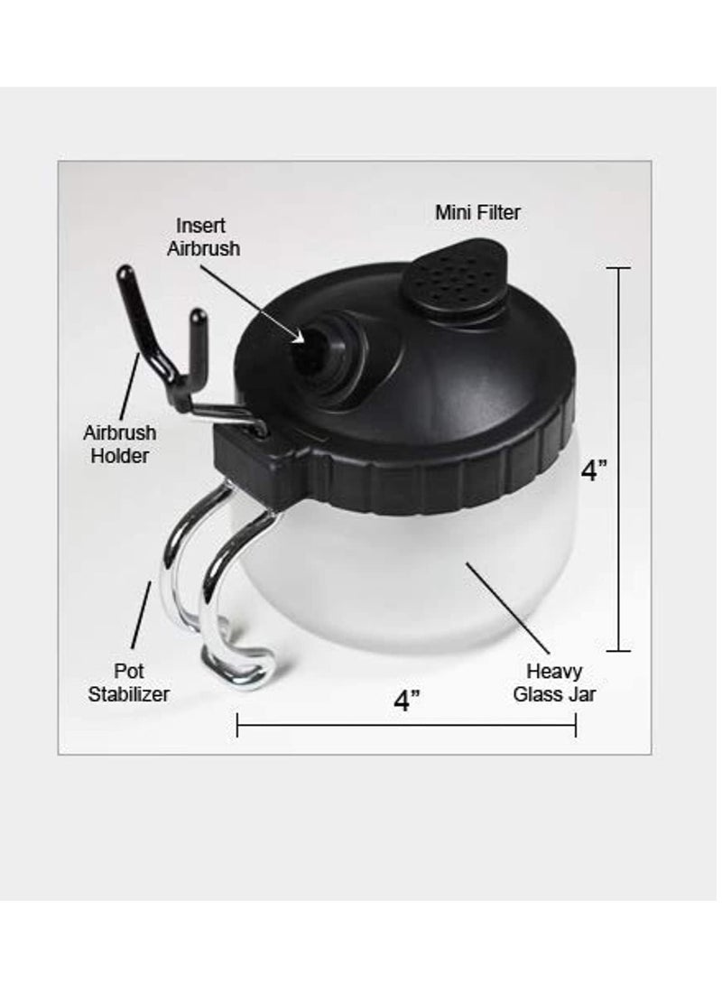 LIMOS Airbrush Cleaning Pot Clean Paint Jar and Air Brush Holder - Image 2