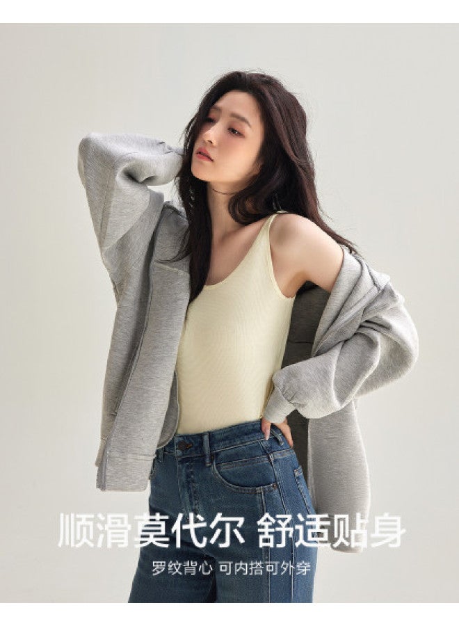 Red Bean Vertical Stripe Women'S Camisole, Breathable Modal Summer Sleeveless Tank Top For Ladies - Image 1