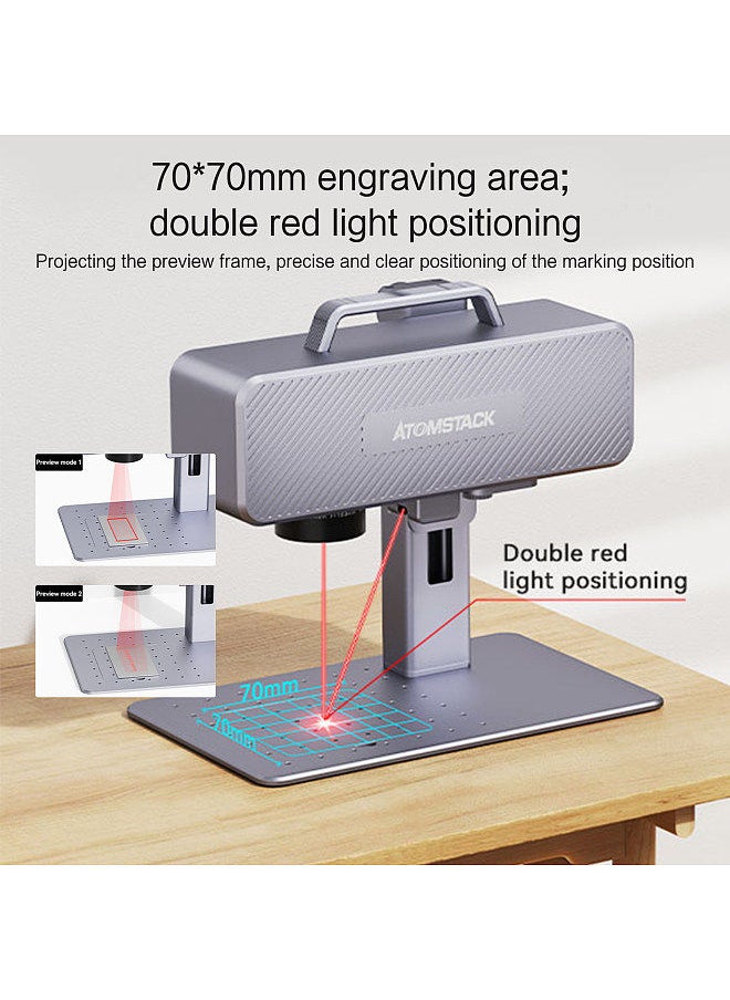 ATOMSTACK - M4 Laser Engraver Marking Machine 2W Laser Power Industrial Desktop Handheld 2 IN 1 Engraver 70x70mm Engraving Area with Rotating Optical Len Support Cylinder Metal Aluminum Iron Zinc - Image 1