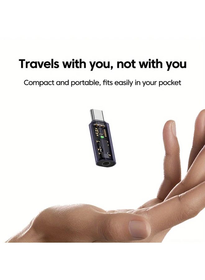 Transparent USB C To 3 5mm Headphone Adapter Digital Audio Converter With LED Indicators For iPhone 15 16 - Image 4