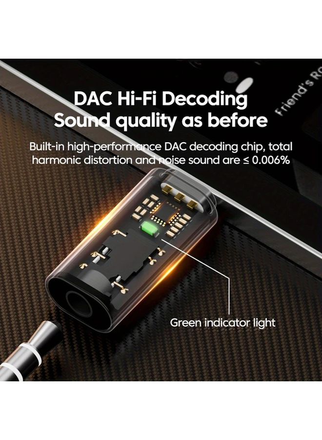 Transparent USB C To 3 5mm Headphone Adapter Digital Audio Converter With LED Indicators For iPhone 15 16 - Image 3