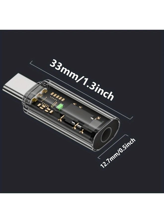 Transparent USB C To 3 5mm Headphone Adapter Digital Audio Converter With LED Indicators For iPhone 15 16 - Image 2