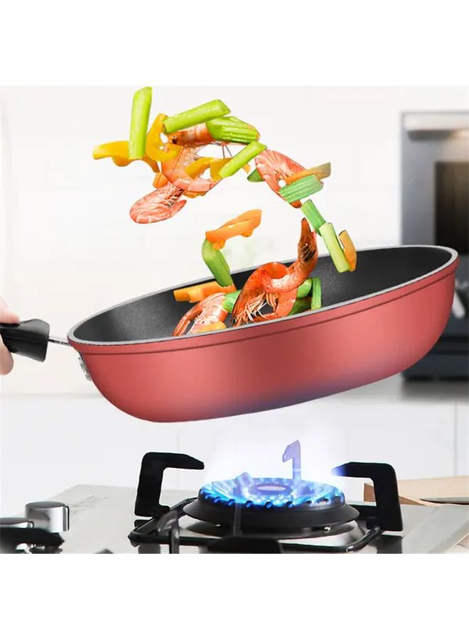 Heavy Duty Non Stick Iron Skillet With Red Handle For RV Travel Professional Kitchens Home Meals - Image 5