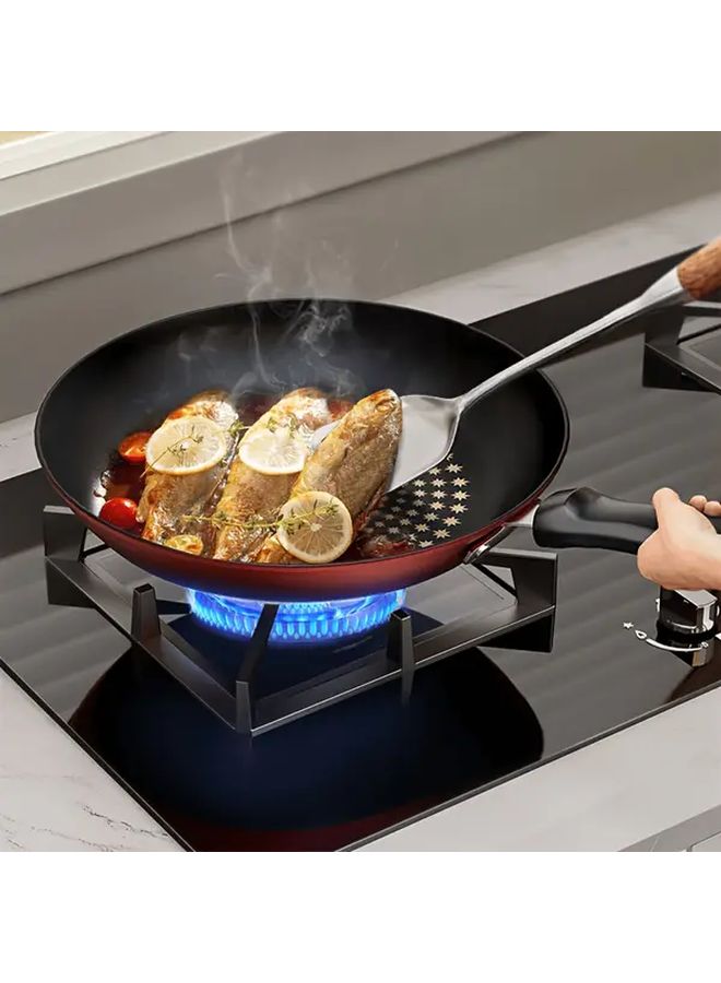 Heavy Duty Non Stick Iron Skillet With Red Handle For RV Travel Professional Kitchens Home Meals - Image 3