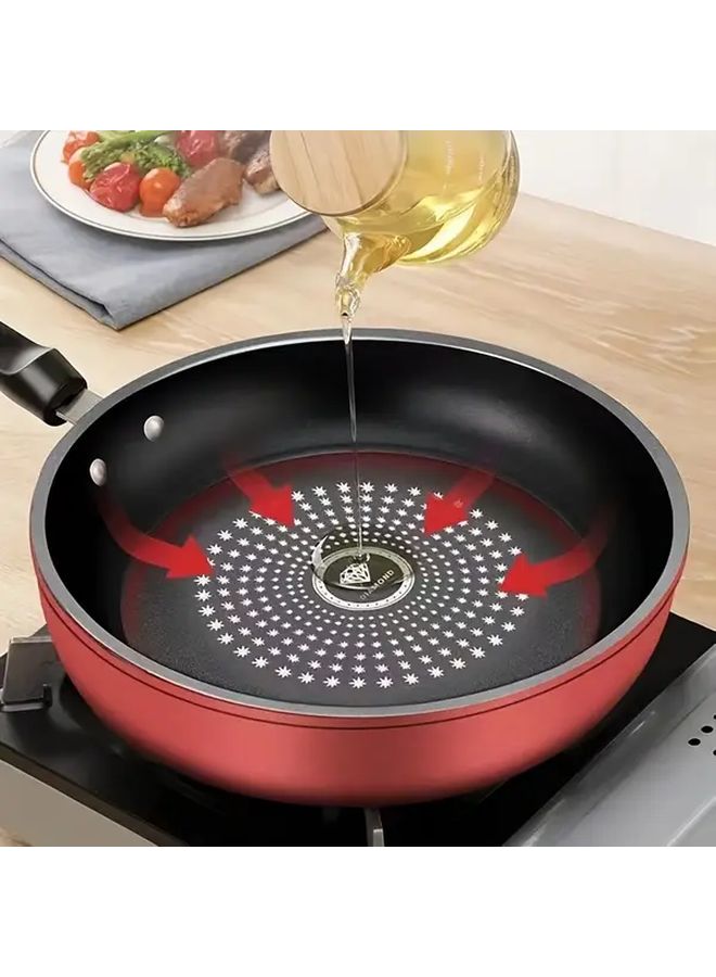 Heavy Duty Non Stick Iron Skillet With Red Handle For RV Travel Professional Kitchens Home Meals - Image 1