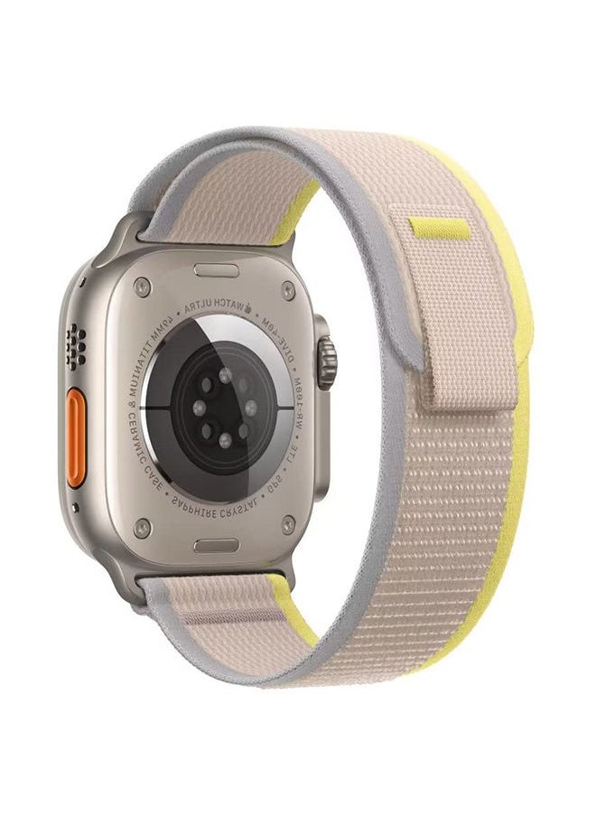 O Ozone Trail Nylon Loop Straps For Apple Watch Band Ultra 49mm 42mm 44mm 45mm Adjustable Sport Braided strap for iWatch Series8/7/6/5/4/3/2/1/SE - Yellow/Beige  - Image 1