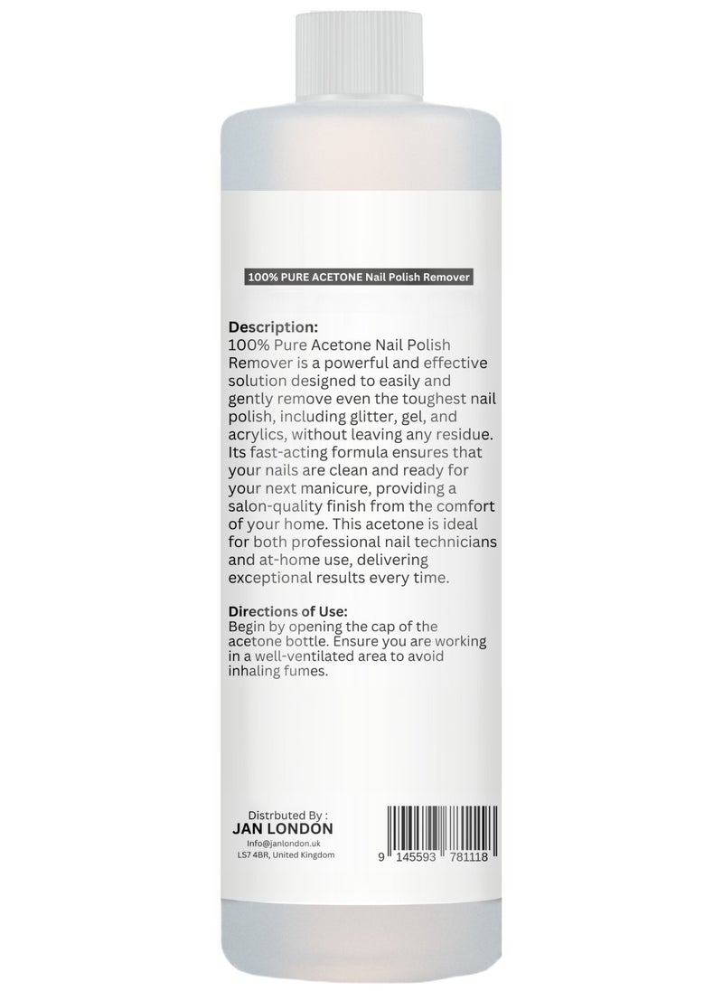 JAN LONDON 100% Pure Acetone Nail Polish Remover for UV/LED Gel, Acrylic Nails, and Nail Varnish Soak Off – Professional Strength, Fast-Acting Formula, 500ml  - Image 2