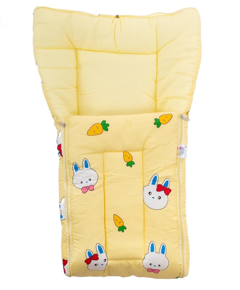 Baby Basket Baby Basket 09 Months New Born Baby Unisex Cotton Carry BagSleeping Bag 3 in 1 Baby Bed Carry Nest for Infant Bunny Print Yellow  - Image 3