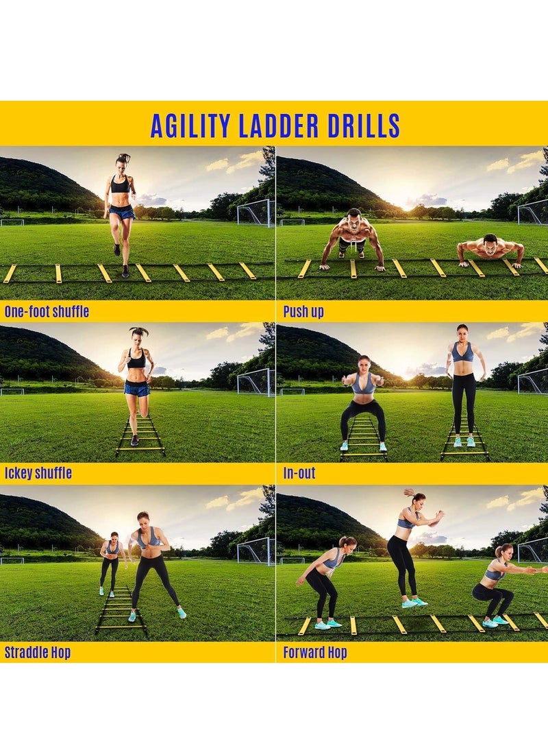 Spall Speed & Agility Training Set Includes Agility Ladder 6m, 5Pic Disc Cones,4Pic Hurdles 23cm Size and1 Running Parachute for Football Hockey Training Athletes - Image 5