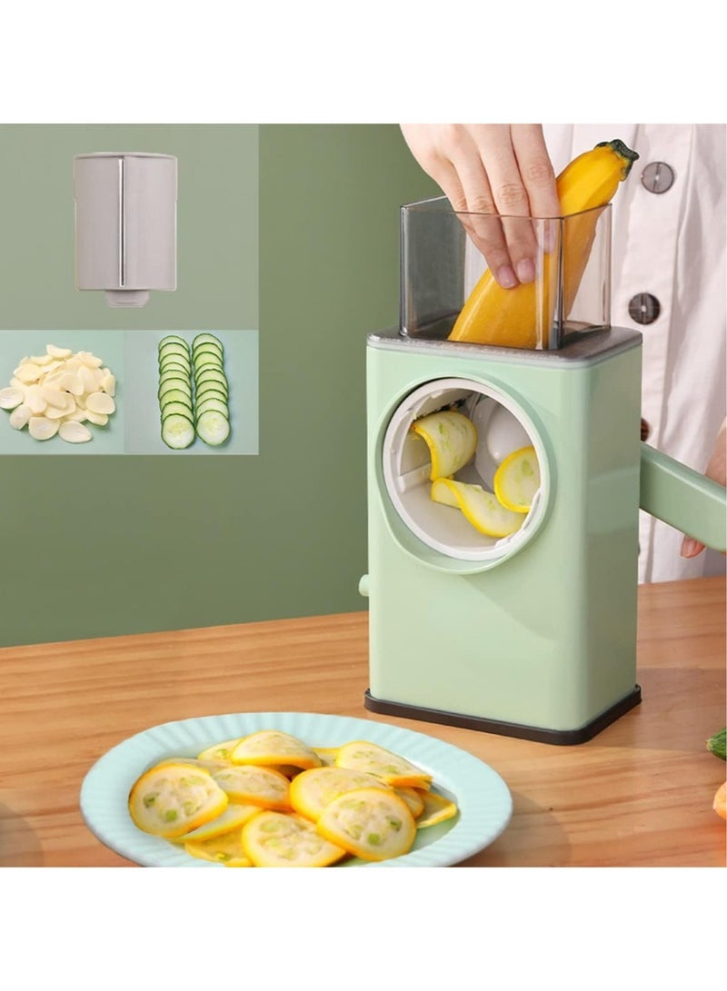 ELTRAZONE Manual Rotary Cheese Grater Shredder with Wider Hopper 3 Interchangeable Blades Round Mandolin Drum Slicer Julienne Grinder for Cheese, Vegetables - Image 2