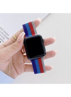 Replacement Strap Four-colors Milanese Watch Band For Apple Watch Series 9&8&7 41mm / SE 3&SE 2&6&SE&5&4 40mm / 3&2&1 38mm Purple Blue Red Silver