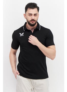 Men Sportswear Fit Short Sleeves Running Polo Shirt, Black