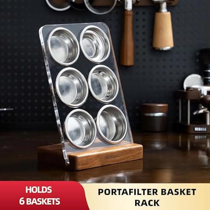 نيوزا حامل سلة فلتر الإسبريسو، حامل سلة بورتافلتر، رف منخل خشبي أكريليك، سلة تخزين لماكينة القهوة 51 مم - Image 3