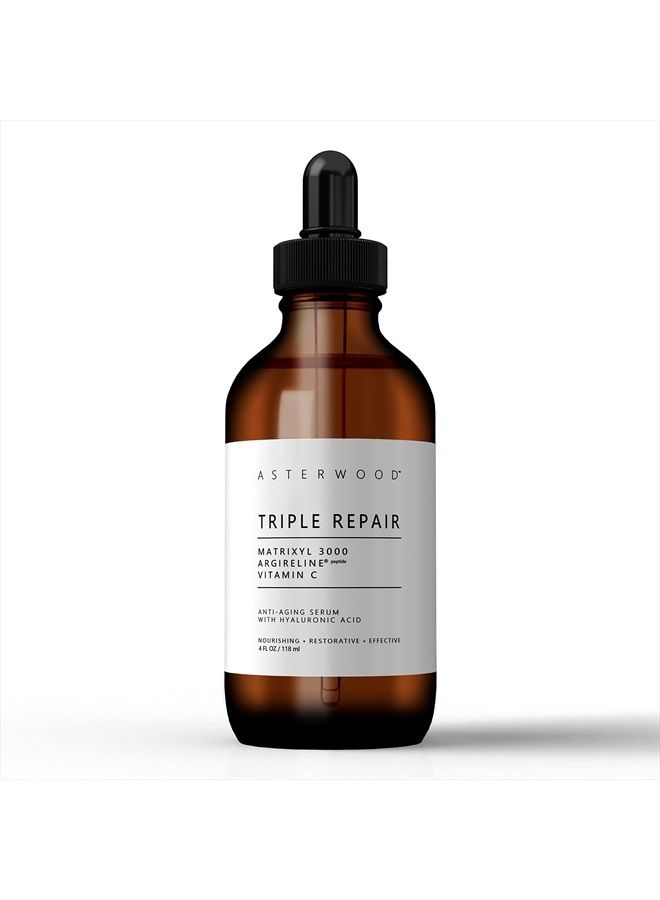 Asterwood Naturals Asterwood Triple Repair Matrixyl 3000 + Argireline + Hyaluronic Acid + Organic Vitamin C Serum for Face; Anti-Aging Face Serum, Anti-Wrinkle Serum, Facial Skin Serum Skin Care Products, 118ml/4 oz - Image 1