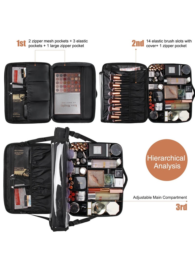 صندوق أدوات التجميل الكبير حقيبة ماكياج السفر مقاوم للماء صانع ماكياج صندوق تخزين حقيبة ماكياج كبيرة حقيبة القطار - Image 1