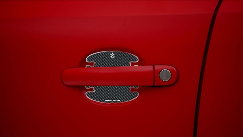 BIG FLAG BFRC 3D Gel Finish Car Door Carbon Fiber Handle Cup Scratch Guard Sticker Universal for Specific Brand (Pack of 4) (MRDRCFVAR) (Maruti Suzuki) - Image 1