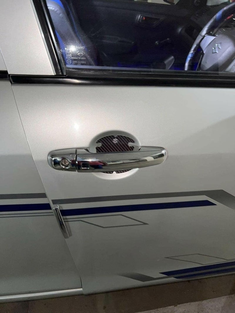 BIG FLAG BFRC 3D Gel Finish Car Door Carbon Fiber Handle Cup Scratch Guard Sticker Universal for Specific Brand (Pack of 4) (MRDRCFVAR) (Maruti Suzuki) - Image 5