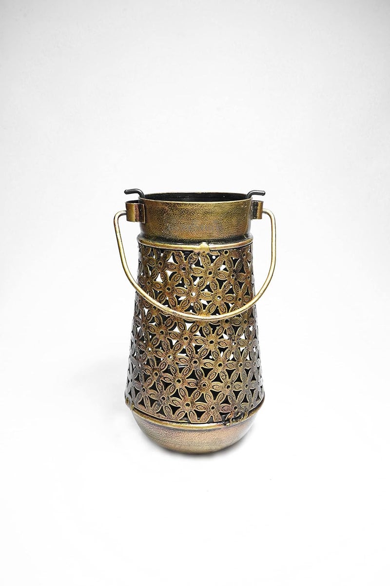 Gunendra Handmade Rajasthani Traditional Brass Hanging Pitcher Jar Tea Light Holder with Antique Wall BracketCandle Lantern with Copper FinishShowpiece Tealight Holder Indoor Outdoor - Image 5