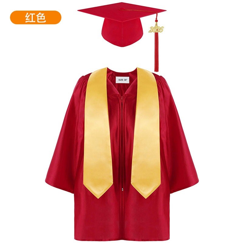 Jing Zhe Rui 2026 New Kids Graduation Gown Set with Cap - Kindergarten Elementary School Ceremony Dress, Knit Fabric, Unisex, Sizes 21-36 - Image 1