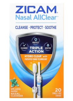 ZICAM Nasal AllClear Nasal Cleanser with Cooling Menthol 20 SingleUse Swabs 