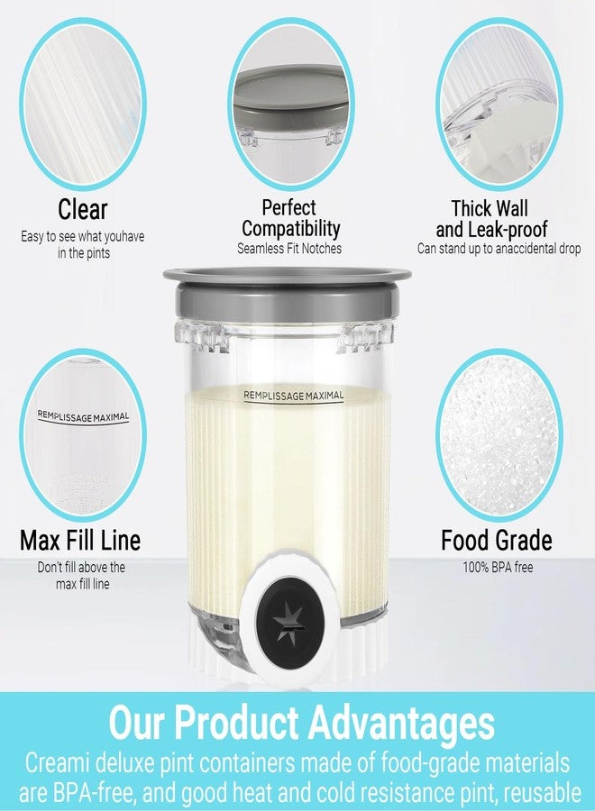 ال بي عبوتان من عبوات كريمي سويرل باينت مع أغطية لسلسلة نينجا NC700 وNC701، عبوات كريمي باينت سعة 16 أونصة متوافقة مع ماكينات صنع الآيس كريم والآيس كريم الناعم من سلسلة نينجا كريمي سويرل NC700، خالية من مادة BPA وآمنة للغسل في غسالة الأطباق - Image 3