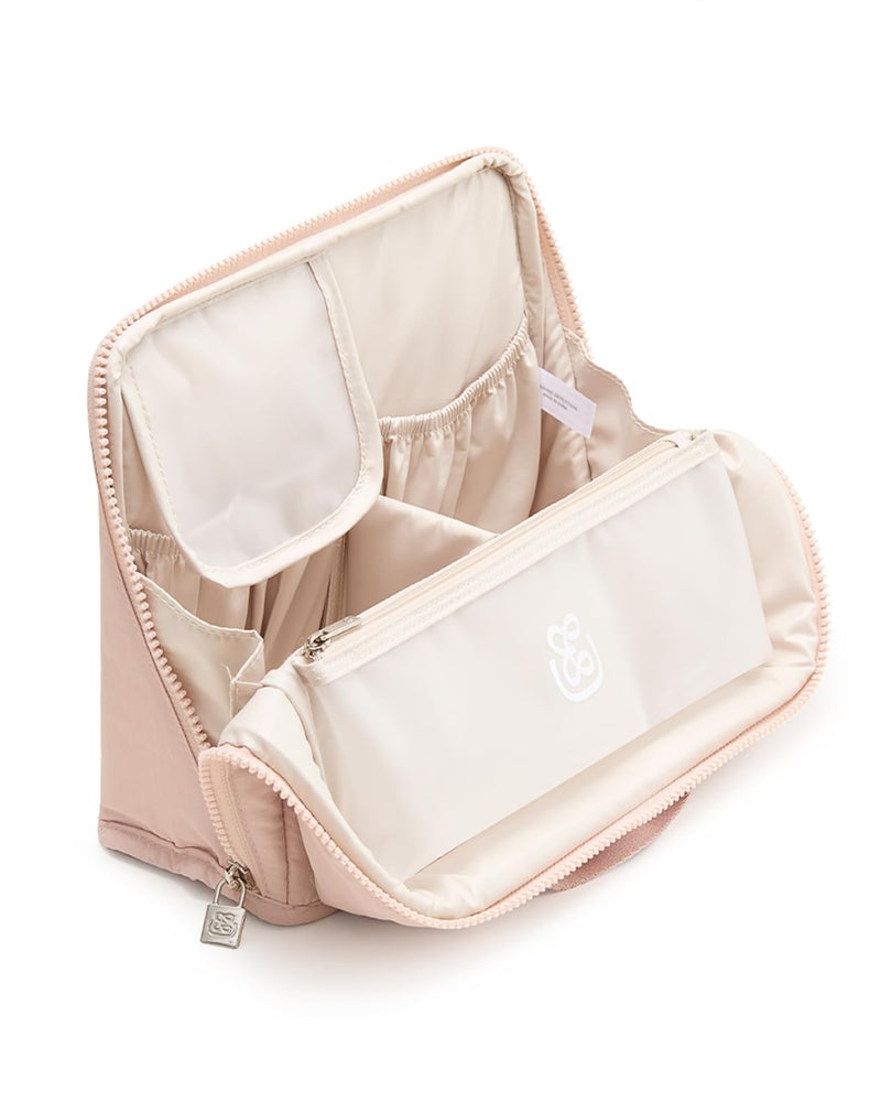 EACHY Standing Makeup Bag - Large Waterproof Cosmetic Bag & Toiletry Bag Organizer with Phone Holder, Detachable Dividers, Wipe-Clean Brush Pouch for Women - Image 1