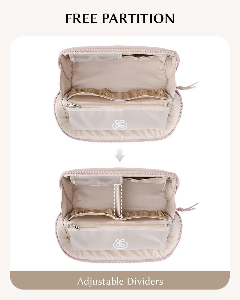EACHY Standing Makeup Bag - Large Waterproof Cosmetic Bag & Toiletry Bag Organizer with Phone Holder, Detachable Dividers, Wipe-Clean Brush Pouch for Women - Image 5