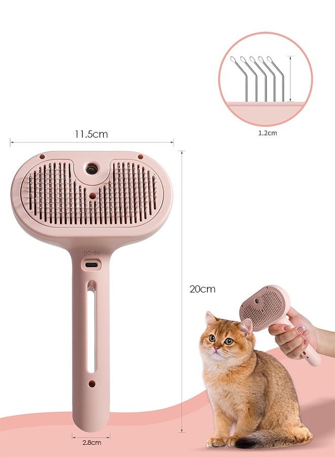 Bukela Pet Hair Comb, Cat Hair Brush with Water, Pet Hair Removal Comb with Water Tank, Wet Cat Comb, 2 in 1 Cleaning Brush Cat,Cat Brush with Release Button,Pet Hair Cleaner Brush for Cats (Pink) - Image 4