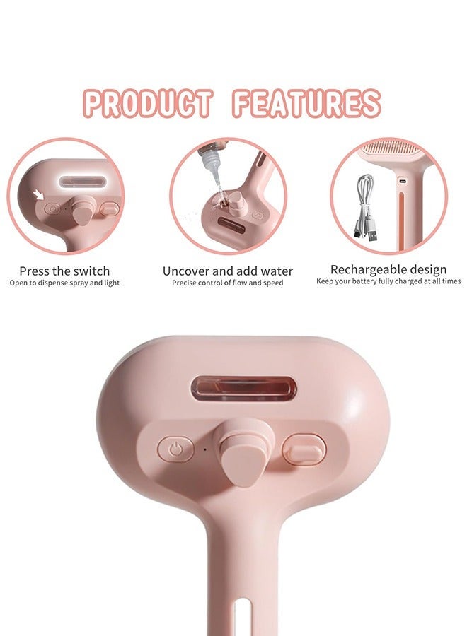 Bukela Pet Hair Comb, Cat Hair Brush with Water, Pet Hair Removal Comb with Water Tank, Wet Cat Comb, 2 in 1 Cleaning Brush Cat,Cat Brush with Release Button,Pet Hair Cleaner Brush for Cats (Pink) - Image 3