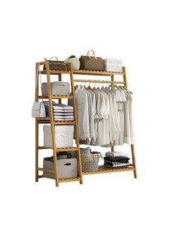 Cool Baby COOLBABY Bamboo Wood Garment Rack Clothing Rack Multifunctional Bedroom Hanging Rack Clothing Organizer for Coat Jacket Trouser Shoe Coat Plant 110CM Brown  - Image 1