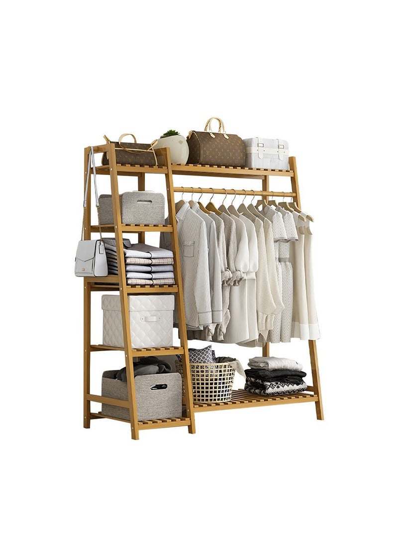 Cool Baby COOLBABY Bamboo Wood Garment Rack Clothing Rack Multifunctional Bedroom Hanging Rack Clothing Organizer for Coat Jacket Trouser Shoe Coat Plant 110CM Brown  - Image 1