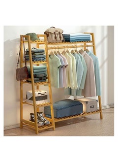 Cool Baby COOLBABY Bamboo Wood Garment Rack Clothing Rack Multifunctional Bedroom Hanging Rack Clothing Organizer for Coat Jacket Trouser Shoe Coat Plant 110CM Brown  - Image 2