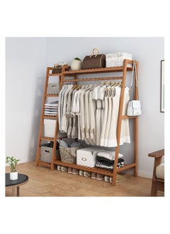 Cool Baby COOLBABY Bamboo Wood Garment Rack Clothing Rack Multifunctional Bedroom Hanging Rack Clothing Organizer for Coat Jacket Trouser Shoe Coat Plant 110CM Brown  - Image 3
