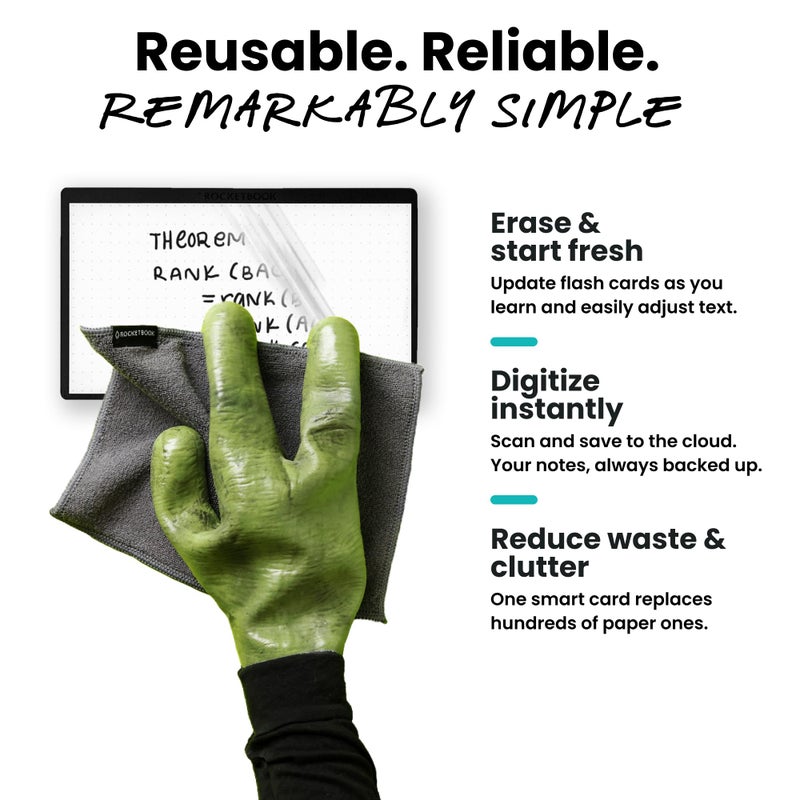 Rocketbook Cloud Cards, Reusable Index Cards, Flashcards, For Study & Presentations 3"x5", With Pen + Towel, Black (Pack of 40) - Image 4