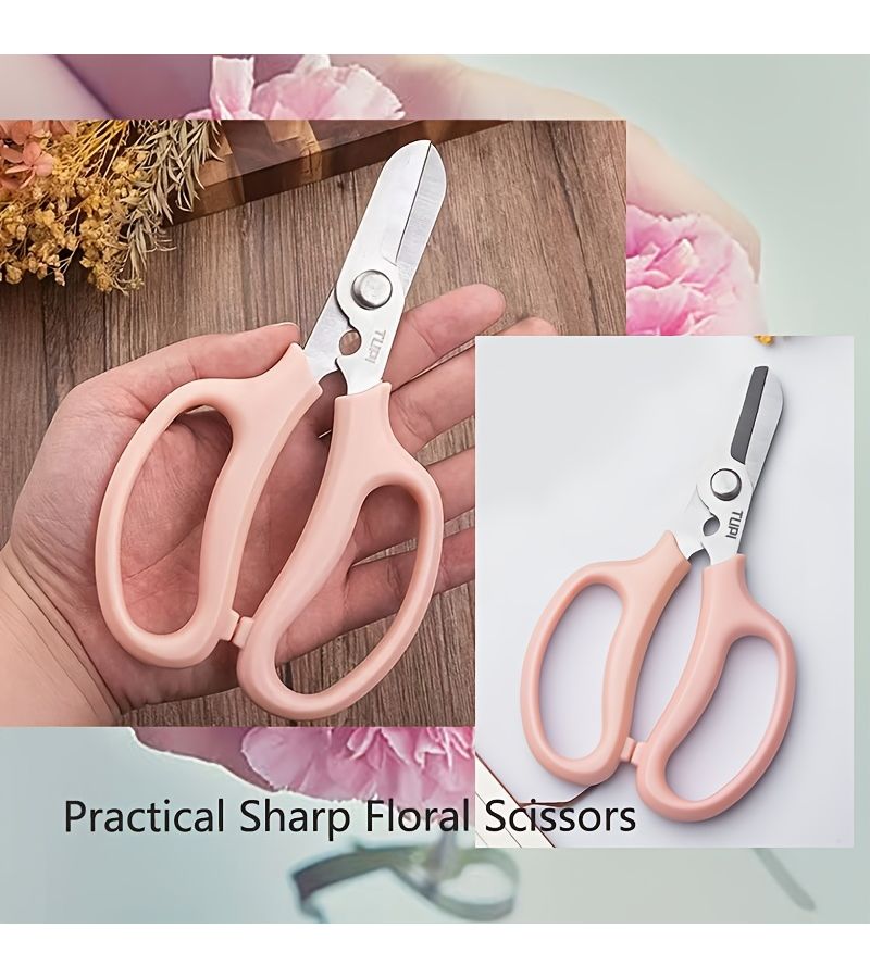 Stainless Steel Pink Floral Pruning Shears for Garden Bonsai - Image 2