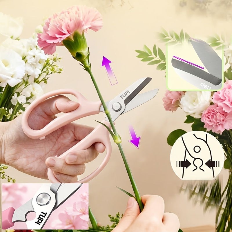 Stainless Steel Pink Floral Pruning Shears for Garden Bonsai - Image 1