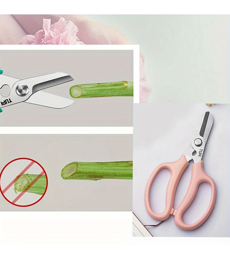 Stainless Steel Pink Floral Pruning Shears for Garden Bonsai - Image 5